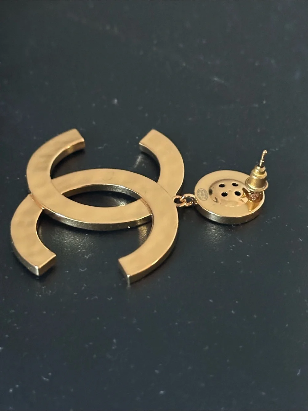 CHANEL Gold-tone XL Button Dangle Earring SINGLE EARRING ONLY!!!!